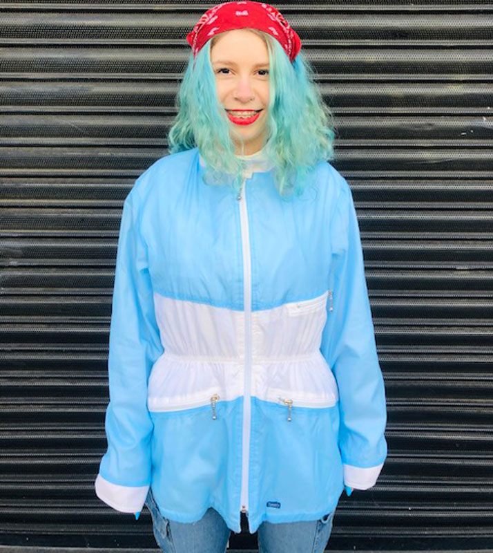 Rodeo Blue And White Windbreaker Jacket - 8 - Blue 17 Vintage Clothing