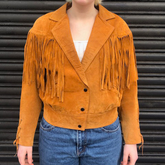 90s Orange Suede Fringed Jacket