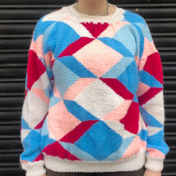 Vintage womens knitwear - 80s Multicolored Geometric Shapes Sweater