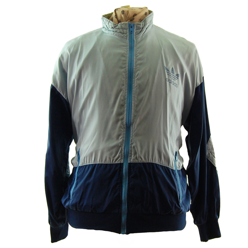 Adidas Grey And Blue Windbreaker