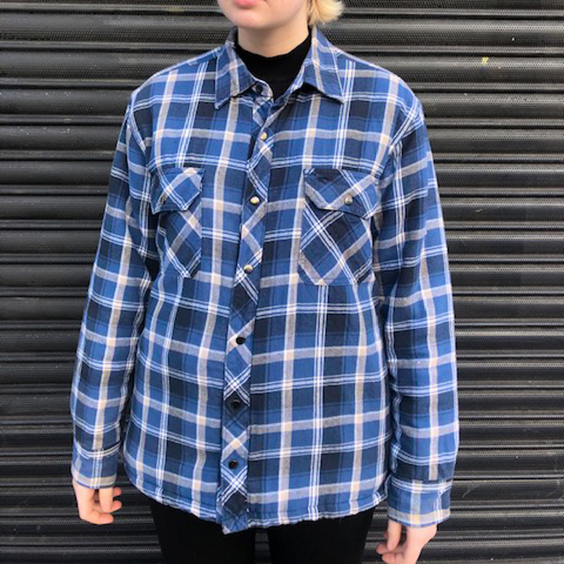 Quilted Checkered Shirt - UK M - Blue 17 Vintage Clothing