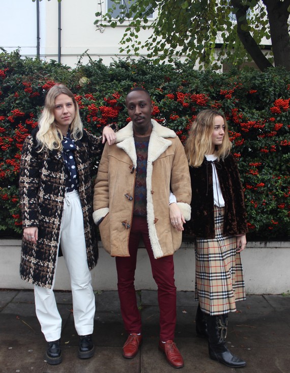 Blue and white polka dot tie neck blouse