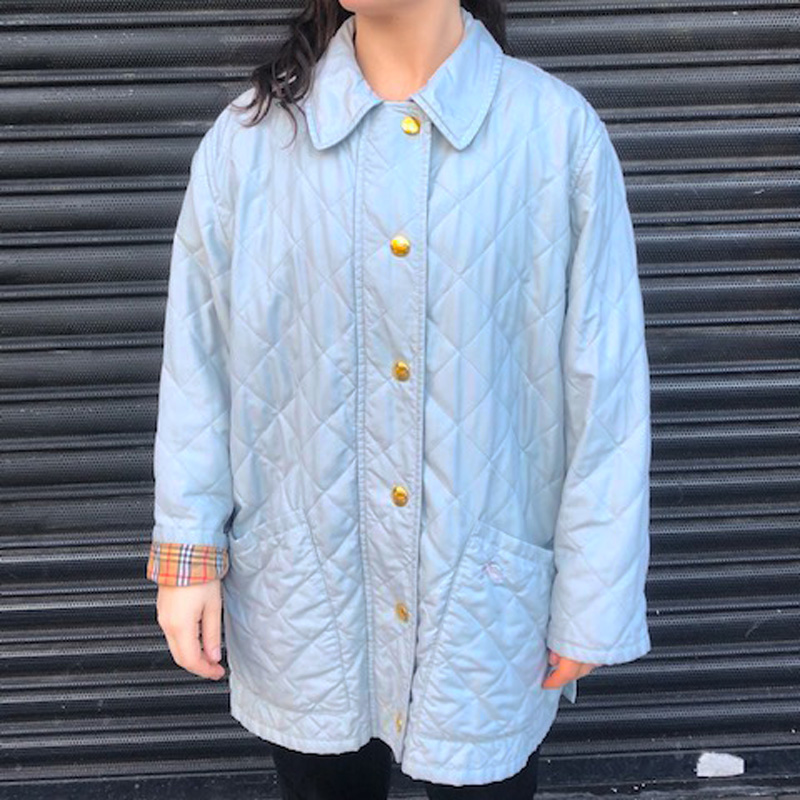 Burberry Quilted Jacket - UK 14 - Blue 17 Vintage Clothing