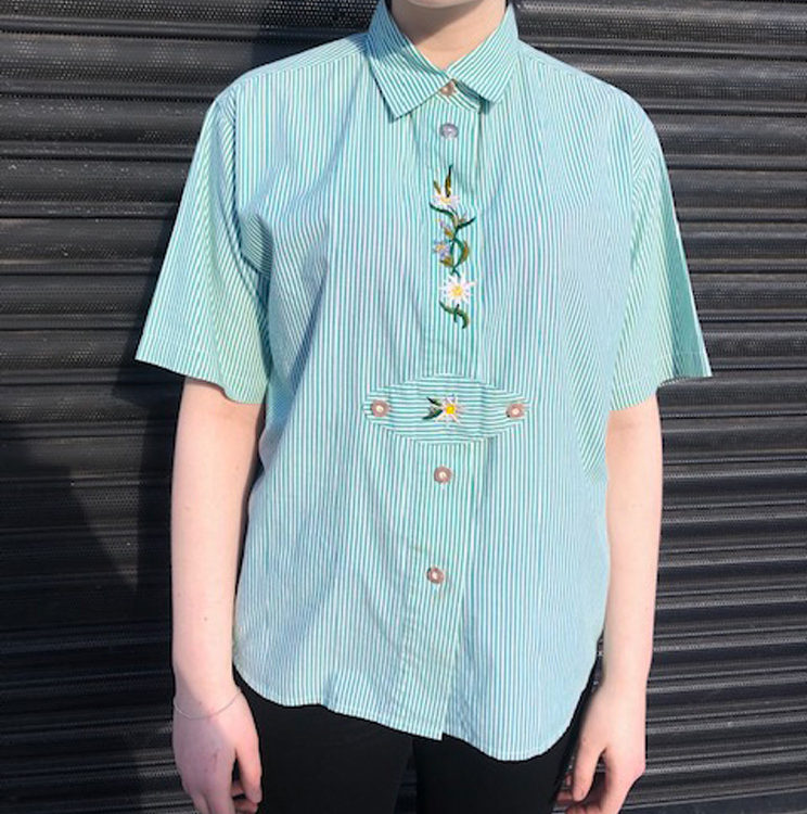 Green Pinstripe Tyrolean Shirt