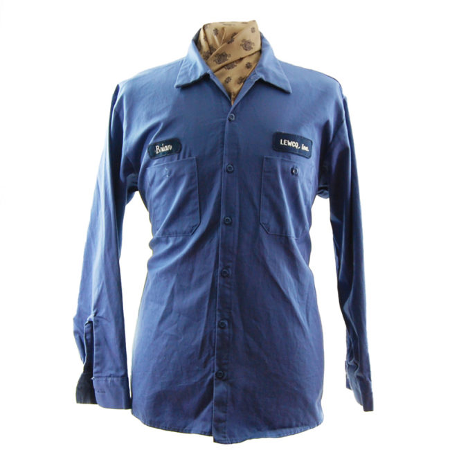 Blue Cintas Work Shirt - UK M - Blue 17 Vintage Clothing