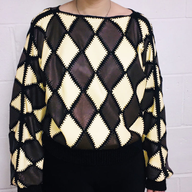 White And Brown Diamond Patchwork Jumper