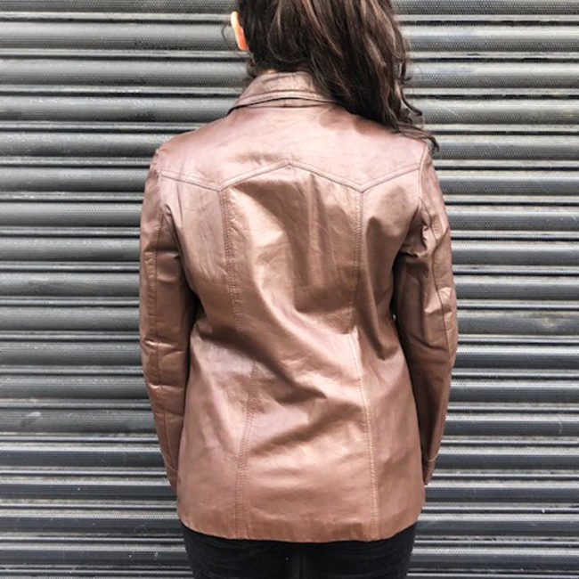 back of 70s Real Brown Leather Jacket