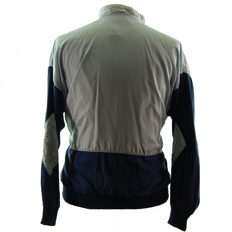 back of Adidas Grey And Blue Windbreaker