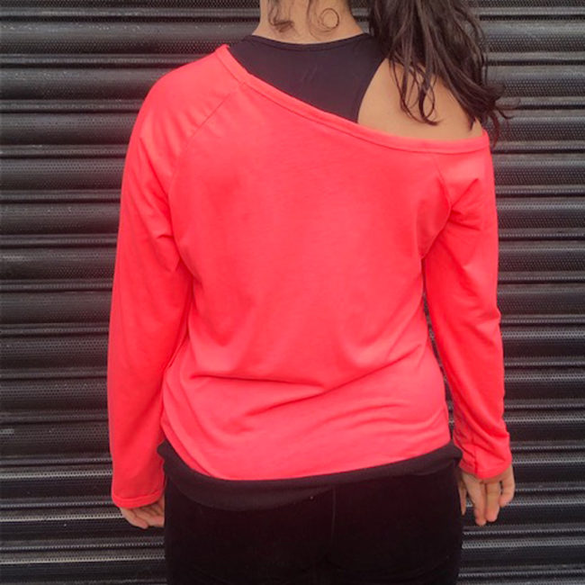 back of Adidas Neon Pink Tee Shirt