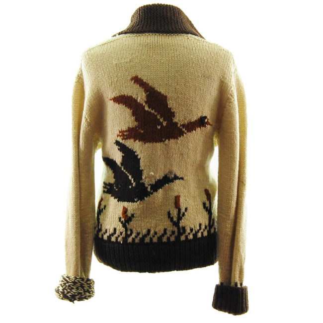 back of Animal Scene Buffalo Cardigan