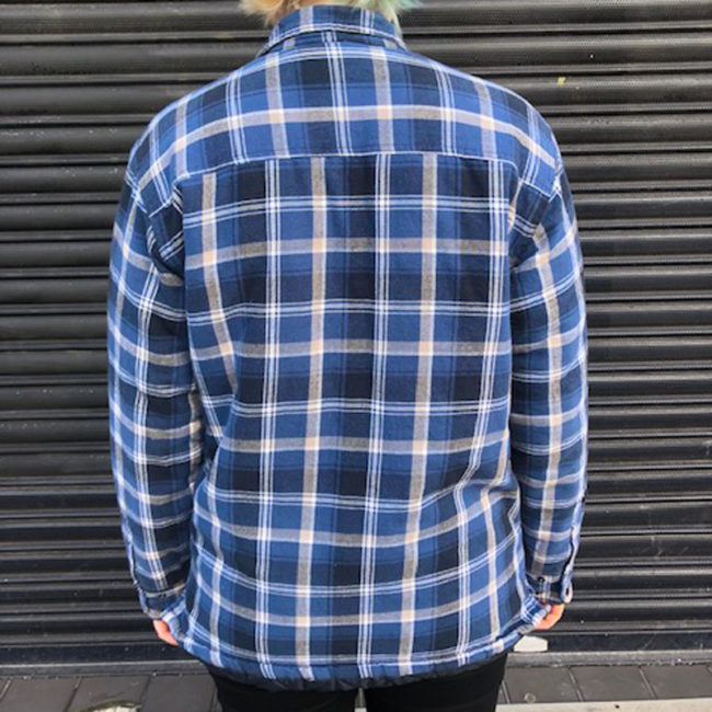 back of B.C Clothing Quilted Checkered Shirt