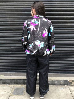 back of Black Floral Shell Suit