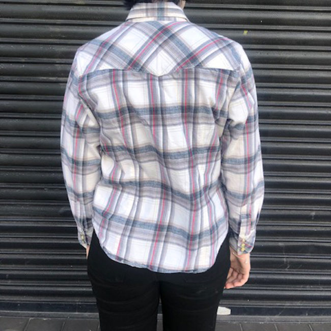 back of Columbia Plaid Shirt