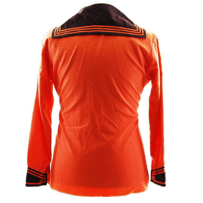 back of Bright Orange Bib Sailor Top