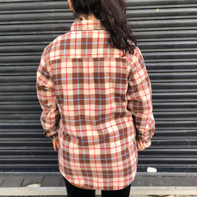 back of Quilted Brown Checkered Shirt