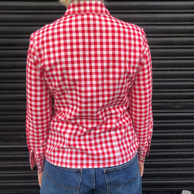 back of Red And White Gingham Shirt