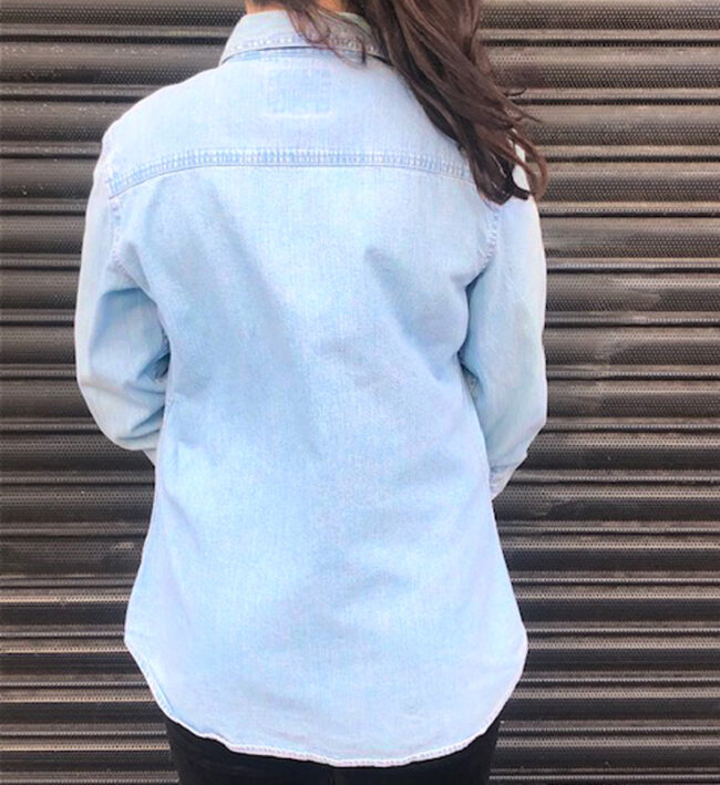 back of Red Tab Light Blue Denim Shirt