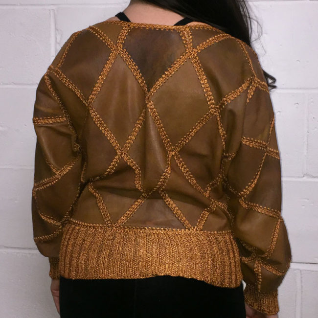 back of Vintage Brown Diamond Patchwork Jumper