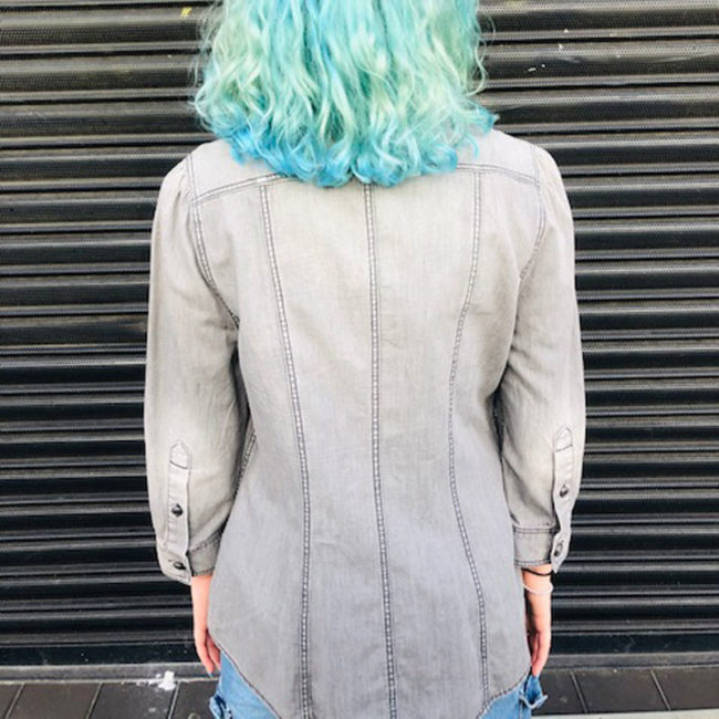 back of Womens Burberry Grey Denim Shirt