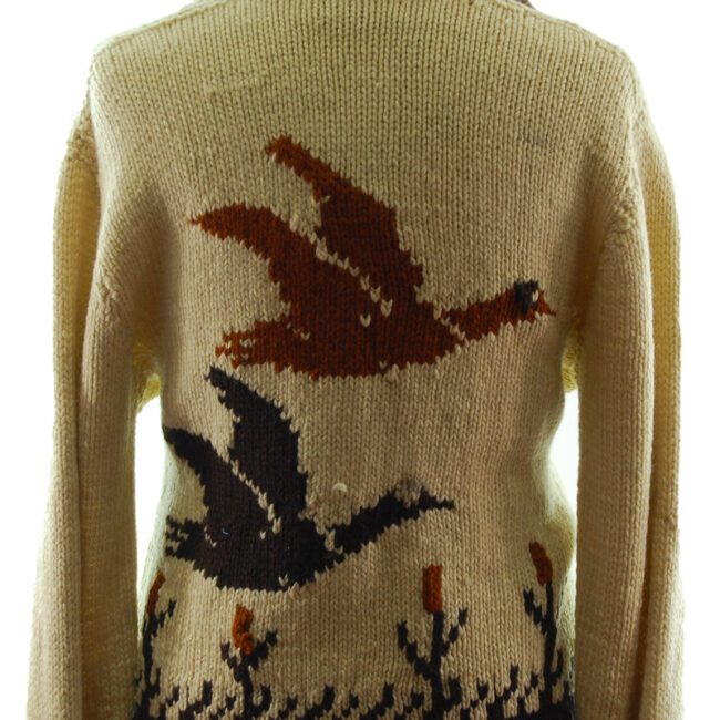 close back of Animal Scene Buffalo Cardigan