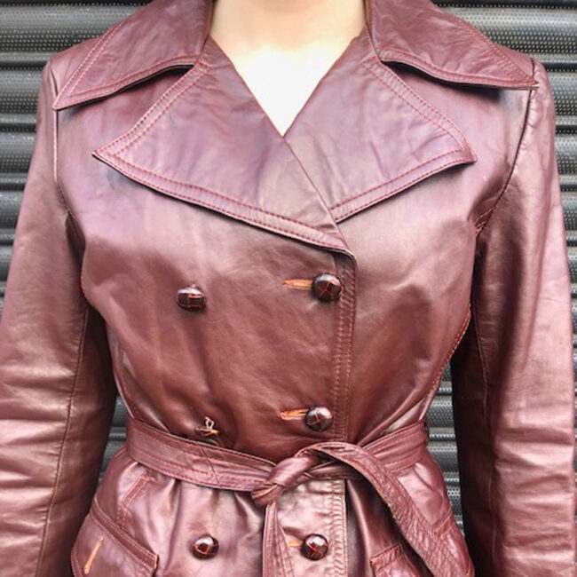 close up of 70s Genuine Leather Jacket