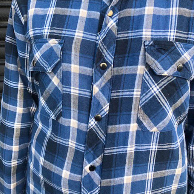 close up of B.C Clothing Quilted Checkered Shirt