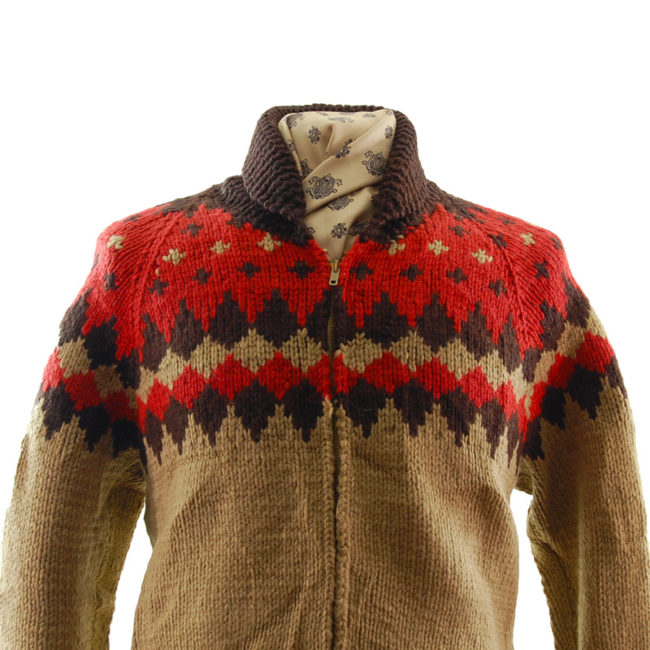 close up of Classic Canadian Buffalo Cardigan