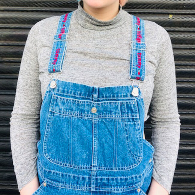 close up of Denim Tommy Hilfiger Dungarees