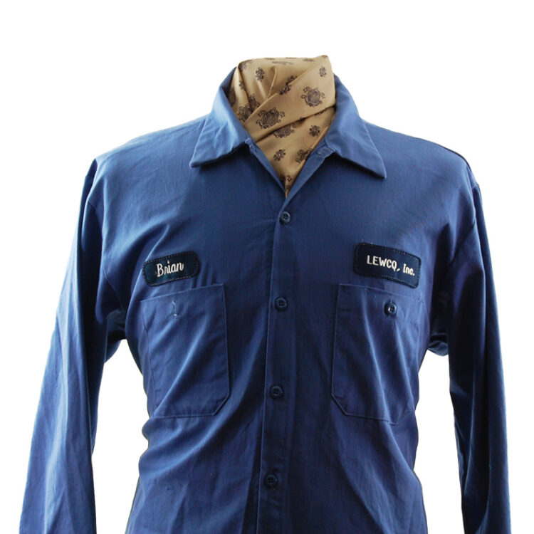Blue Cintas Work Shirt UK M Blue 17 Vintage Clothing