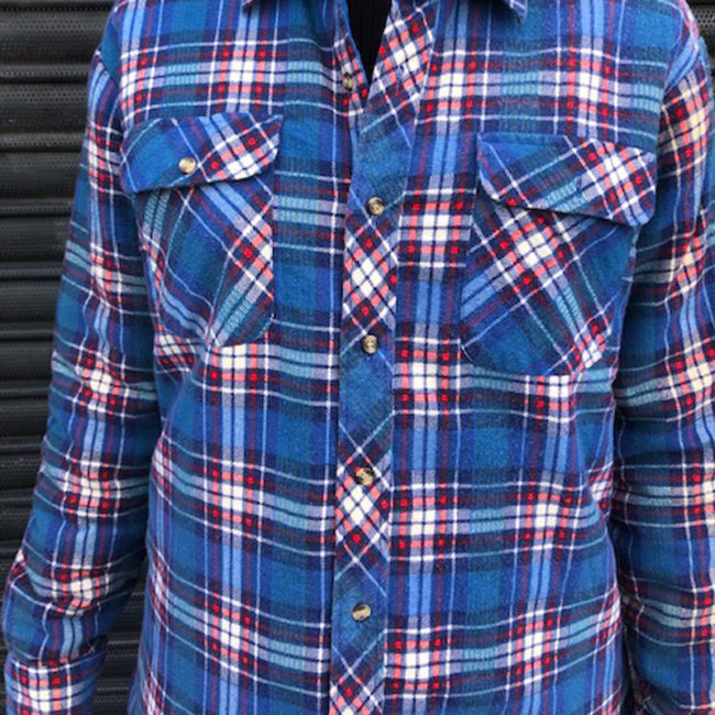 close up of Northwest Territory Blue Checkered Shirt