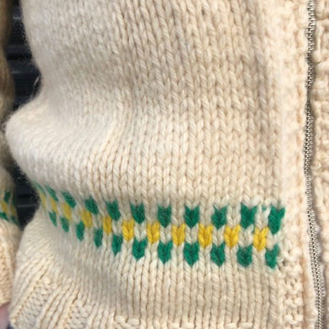 close up of Traditional Canadian Buffalo Cardigan