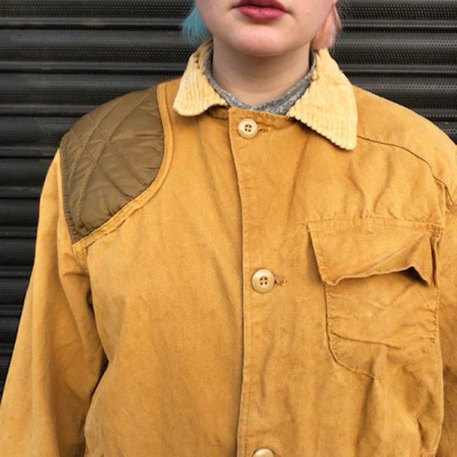 close up of Vintage Canvas Hunting Jacket