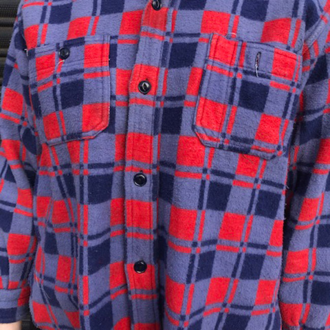 close up of Vintage Champion Fleece Checkered Shirt