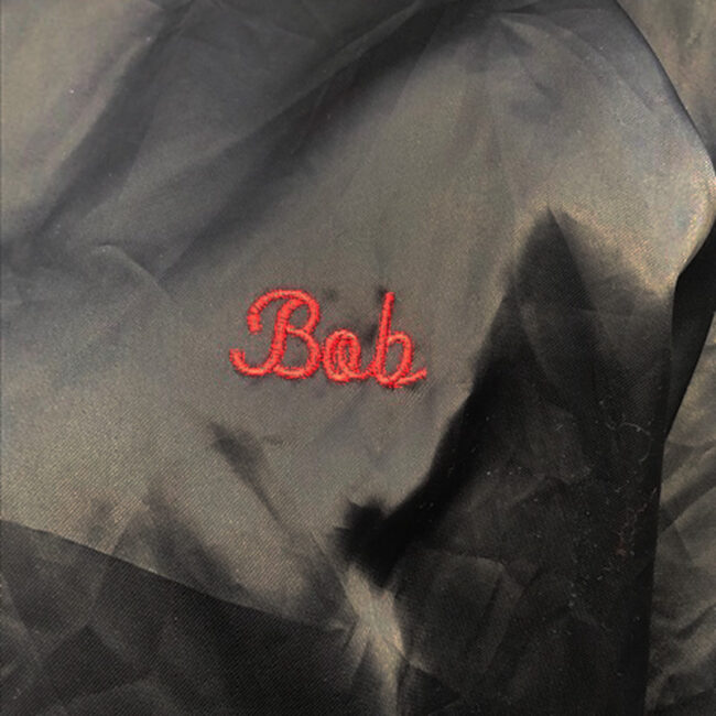 name on Black Satin Baseball Jacket