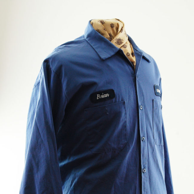 other side of Mens Blue Cintas Work Shirt