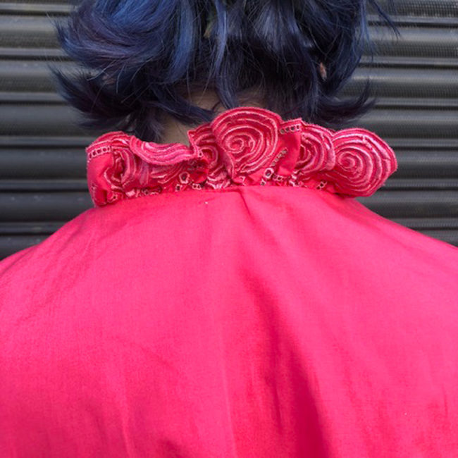 ruffle 80s Magenta Ruffle Blouse