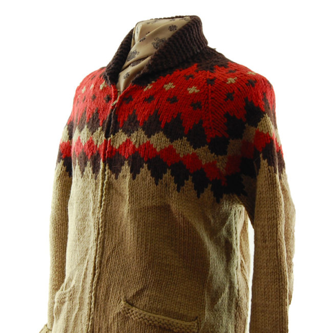 side of Classic Canadian Buffalo Cardigan