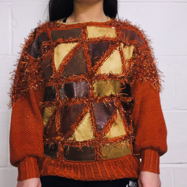 80s Patch work Suede Knit Jumper