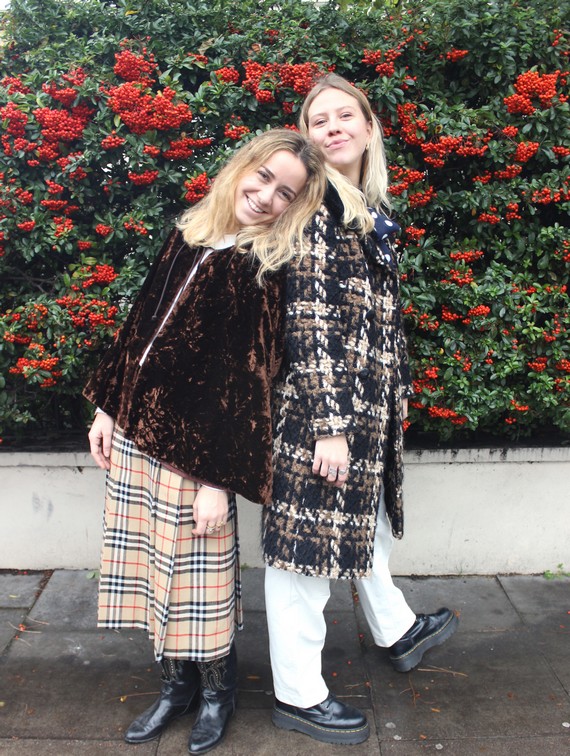Model with Nova Check Skirt Enjoying Burberry with friend Model with Nova Check Skirt Enjoying Burberry with friend
