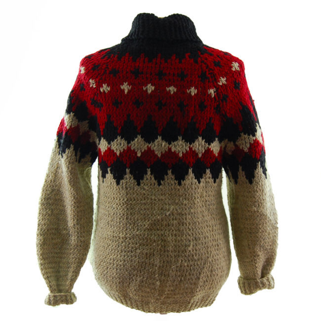 back of Red And Black Buffalo Cardigan