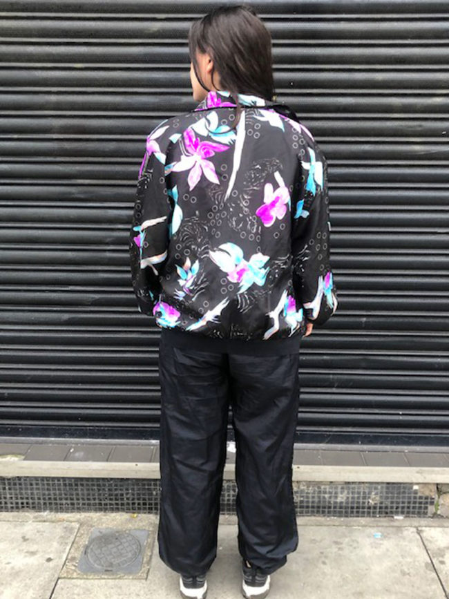 back of Black Floral Shell Suit