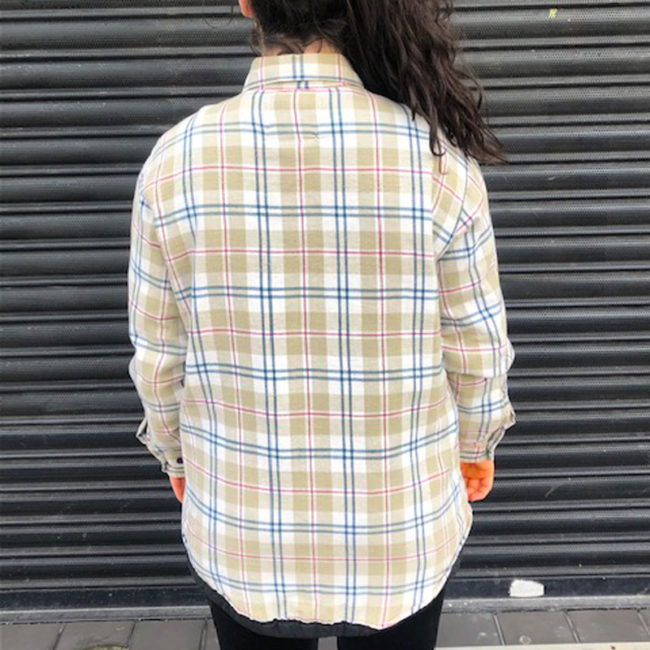 back of Quilted Light Green Checkered Shirt