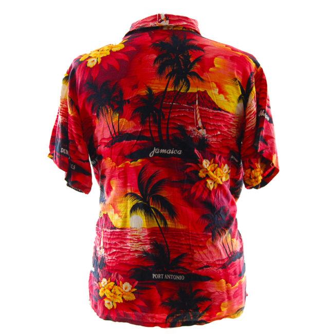 back of red Sun-Set Hawaiian Shirt