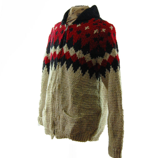 side of Red And Black Buffalo Cardigan
