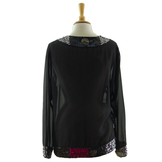 back of Light Chiffon Sequin Jacket