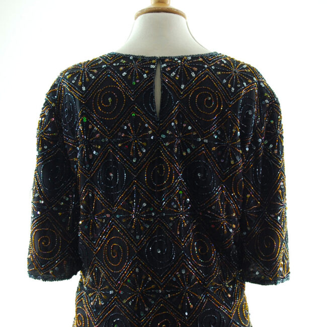 close back of Womens Vintage Beaded Top