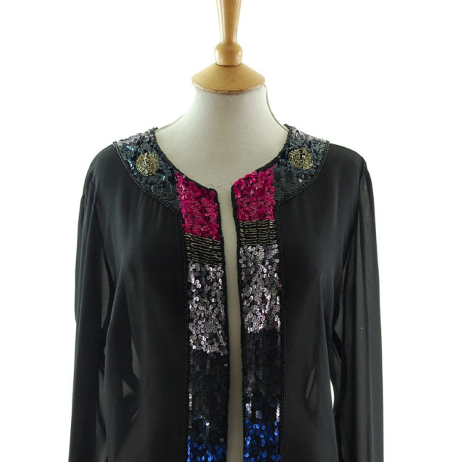 close up of Light Chiffon Sequin Jacket