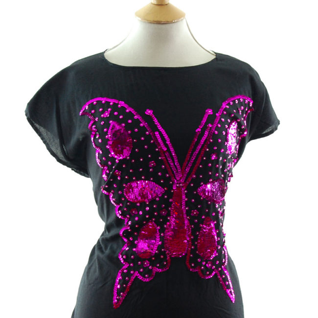 close up of Sequin Butterfly Tee Shirt