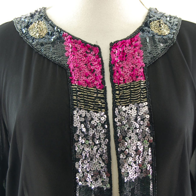 neckline Light Chiffon Sequin Jacket