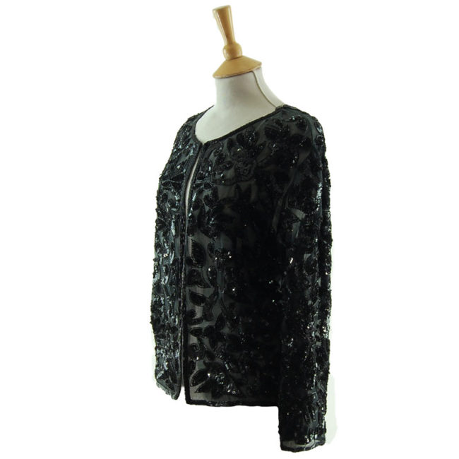 side of 90s Black Sequined Cardigan